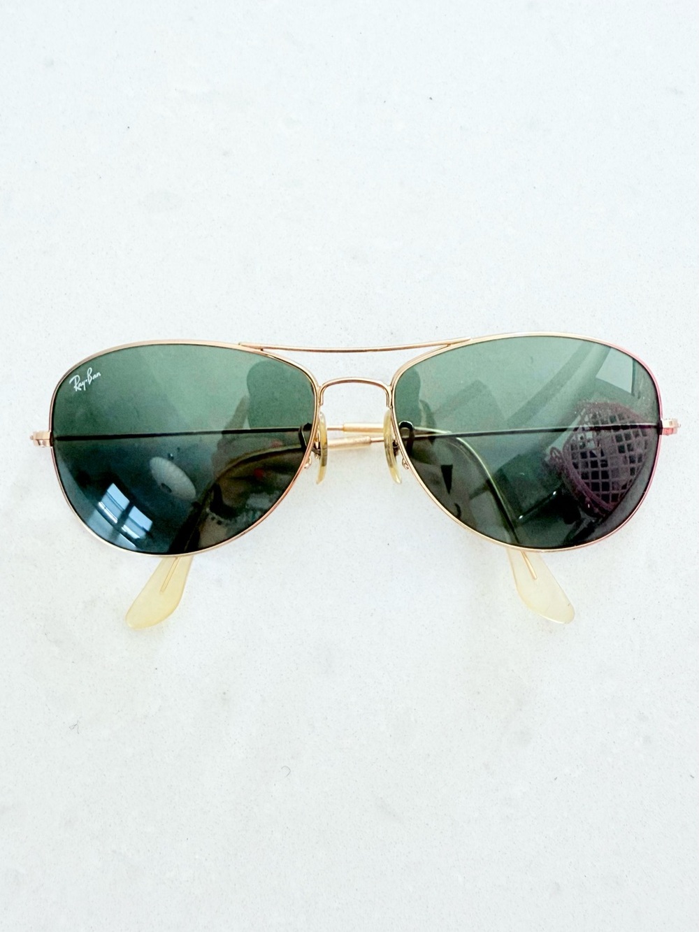 Ray-Ban Cockpit Sunglasses in Polished Gold-Tone Metal and Classic Green Lenses